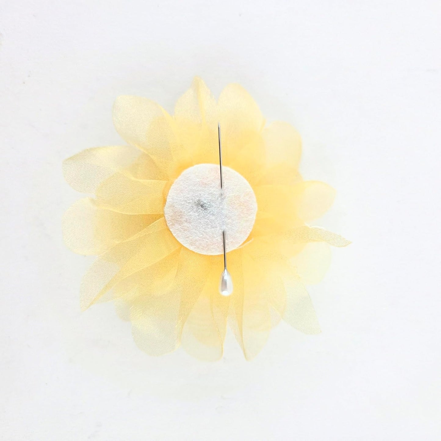 Party Favors Plus Yellow Organza Flower Corsage Rhinestone Center 4 Inch Set of 4