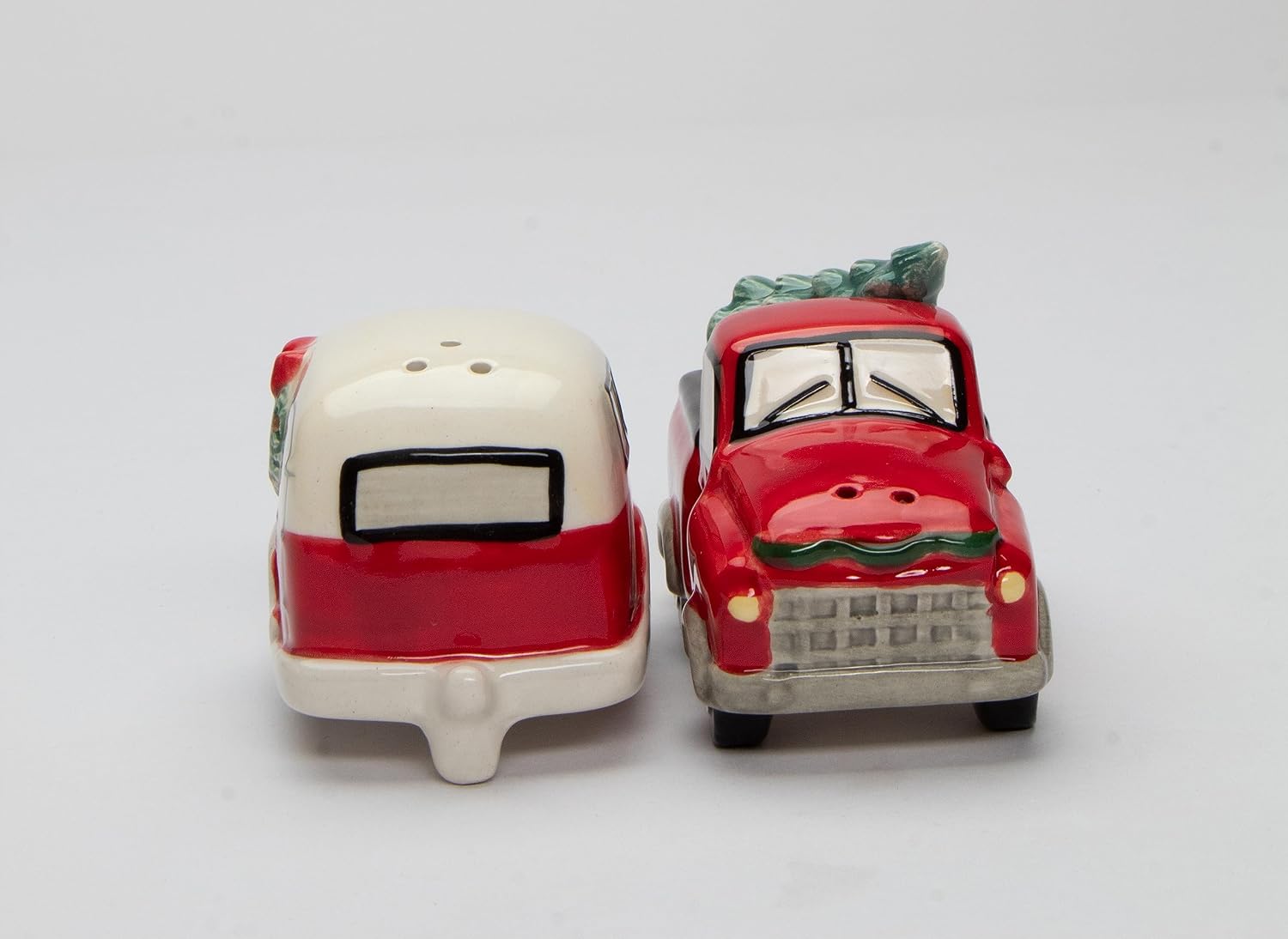 Cosmos Gifts Fine Ceramic Christmas Vintage Truck with Camper Salt and Pepper Shakers Set of 3 3-3/4" L