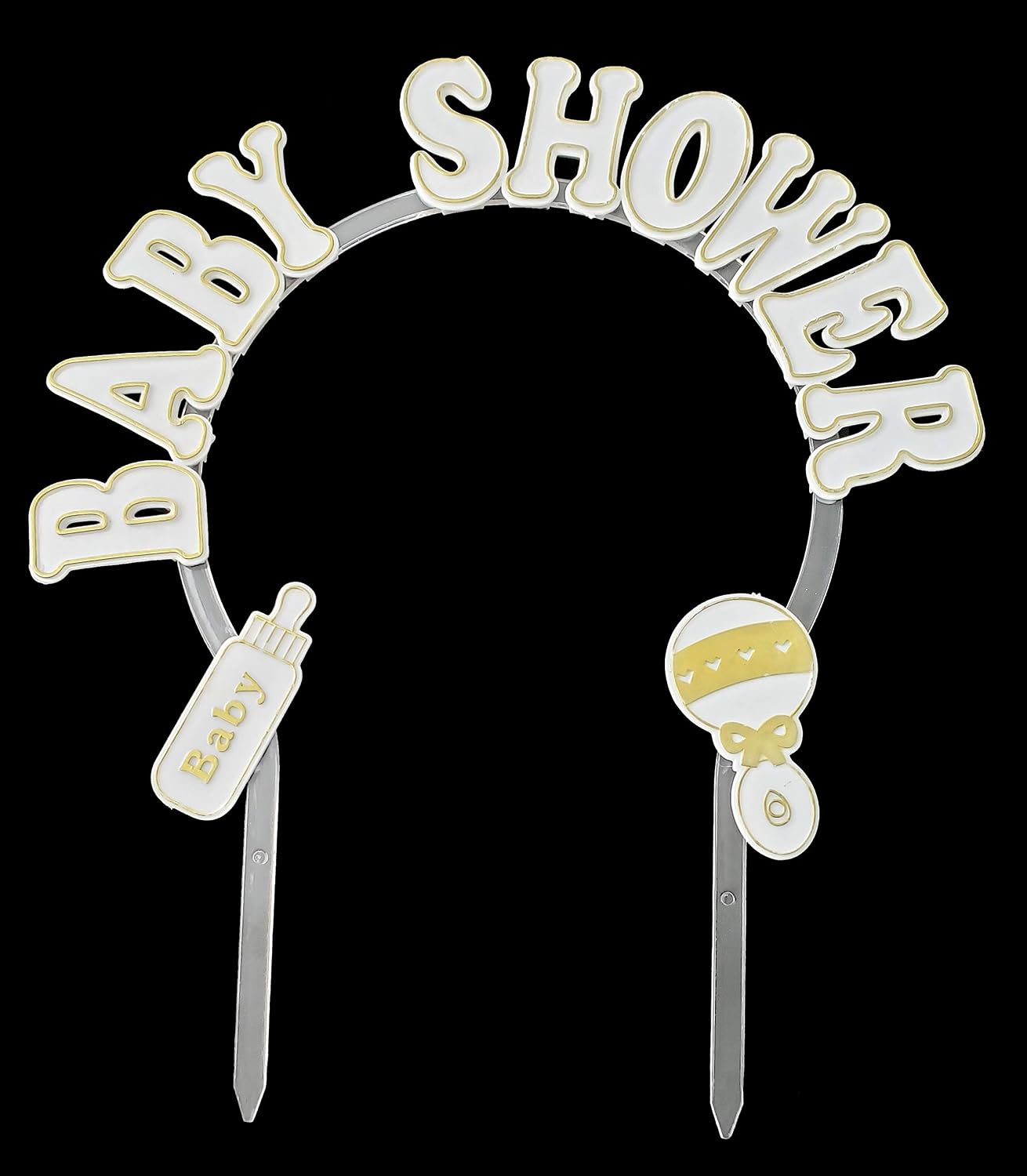 Party Favors Plus White Plastic Arch Cake Decoration 9 Inch Gold Accent