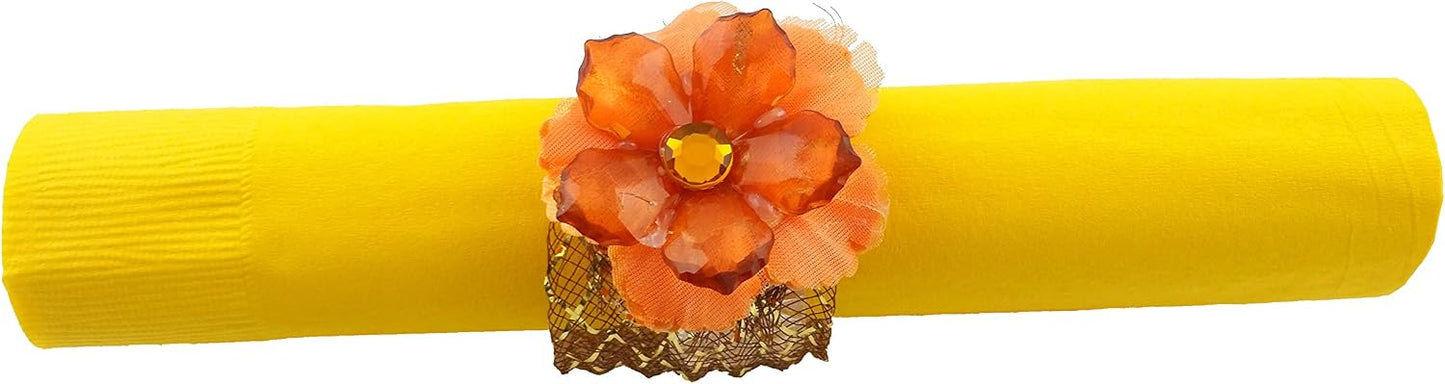 Party Favors Plus Orange Acrylic Flower Napkin Rings 8 Count