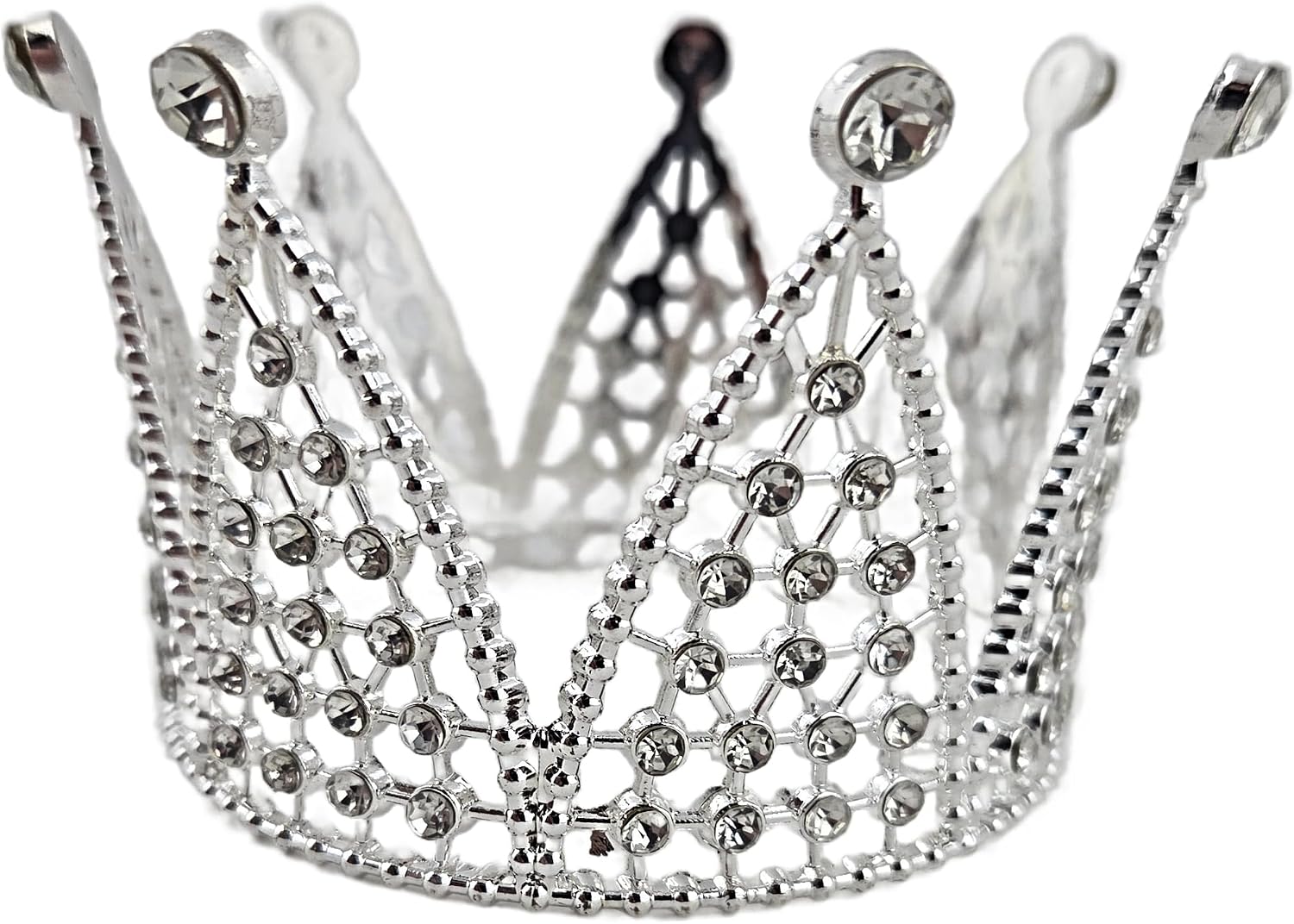 Party Favors Plus Silver Rhinestone Alloy Mini Crown 3.75 Inch Diameter 2.15 Inch Height Decorative Tiara