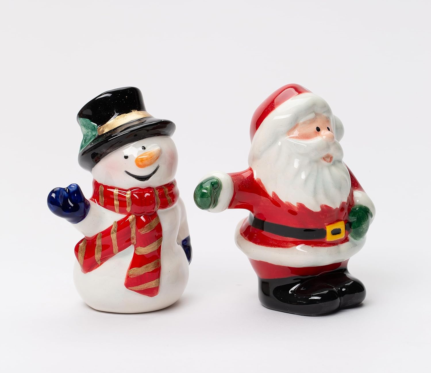 Cosmos Gifts Fine Ceramic Santa Claus & Snowman Best Friends Salt & Pepper Shakers Set 3-1/2" H