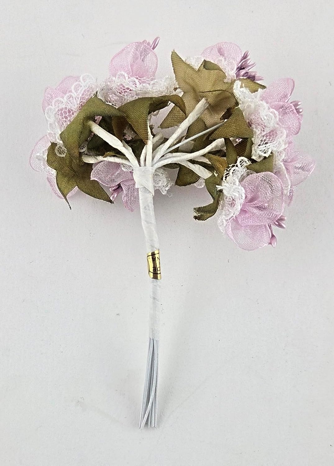 Mauve Organza Flowers with Lace and Wire Stems, 170 Pieces