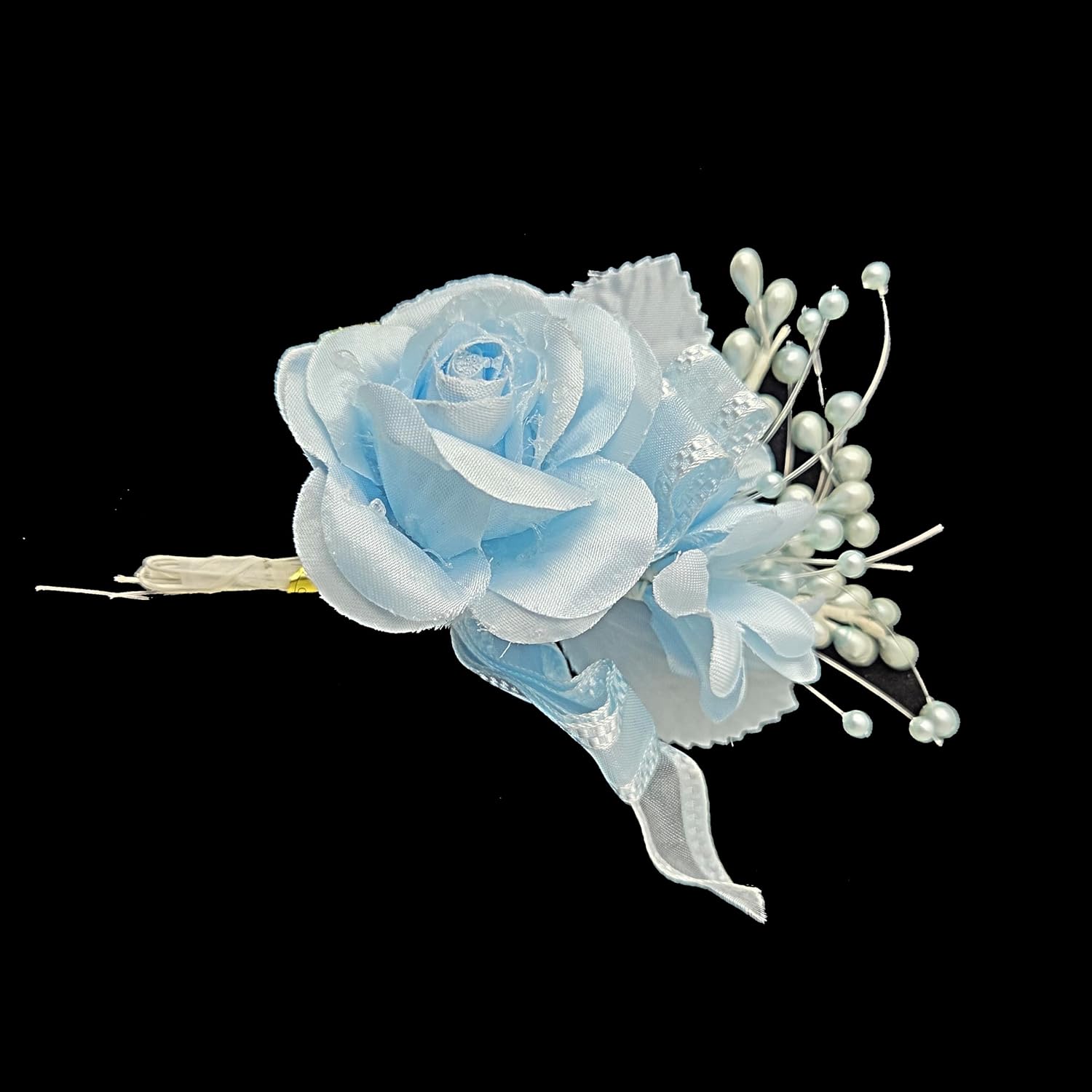 Party Favors Plus Silk Rose Corsage Light Blue 12 Count