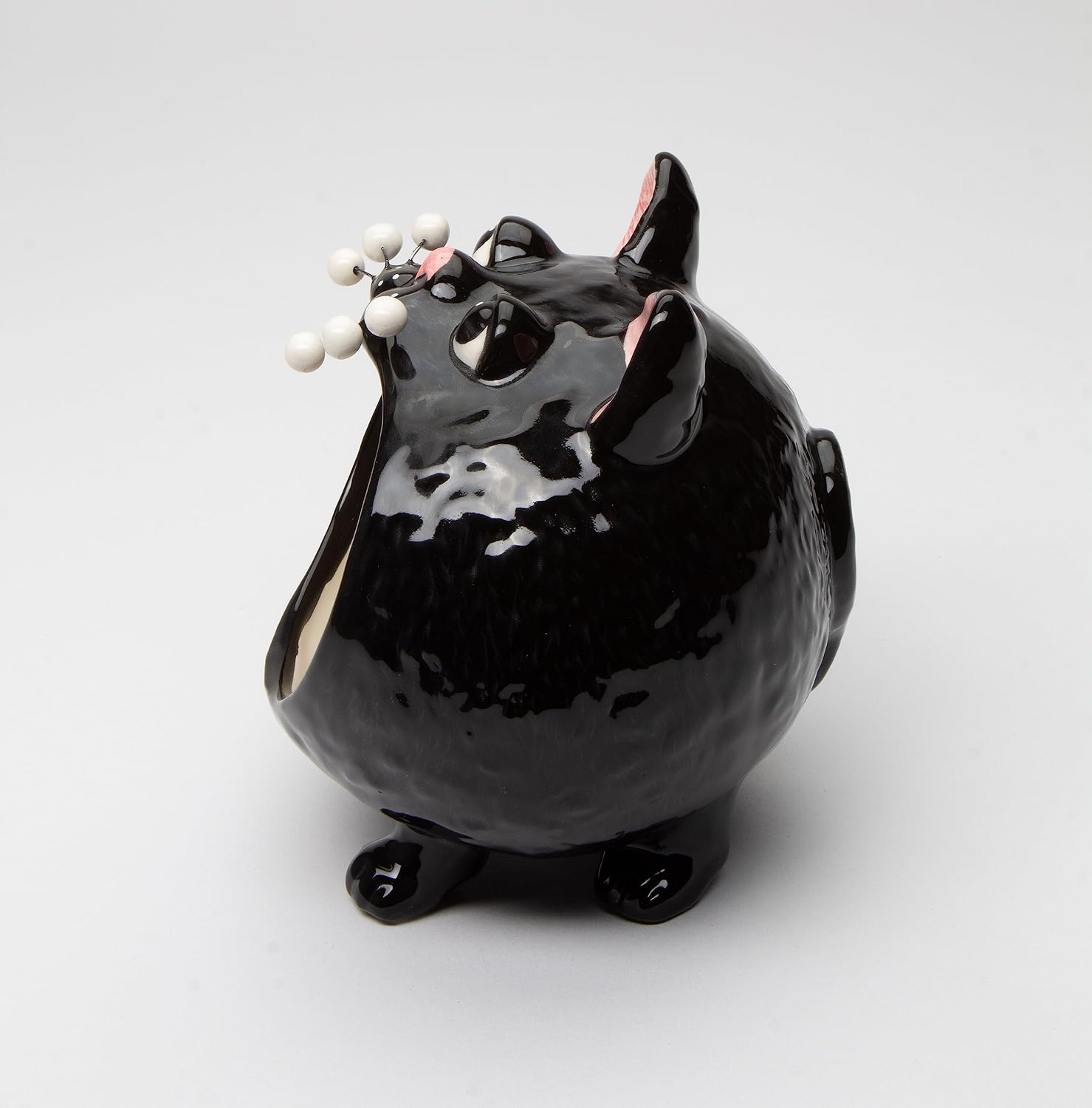 Cosmos Gifts Fine Porcelain Black Whisker Cat Halloween Candy Bowl 5.25" W x 5.13" H