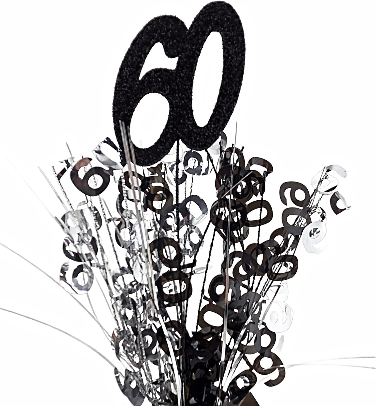 Black & Silver 60th Birthday Balloon Weight Centerpieces, 2 Pieces