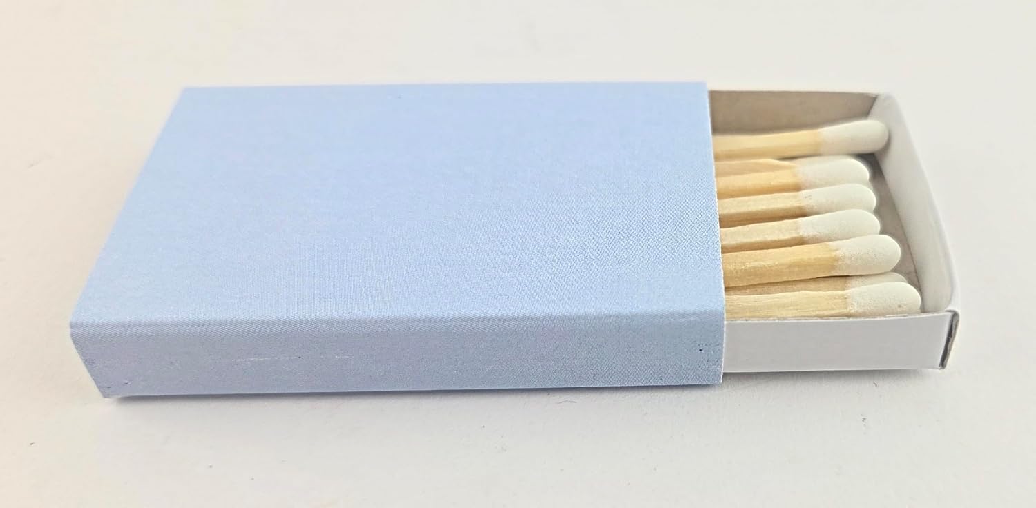 Light Blue Wooden Box Matches White Tip 50 Pack