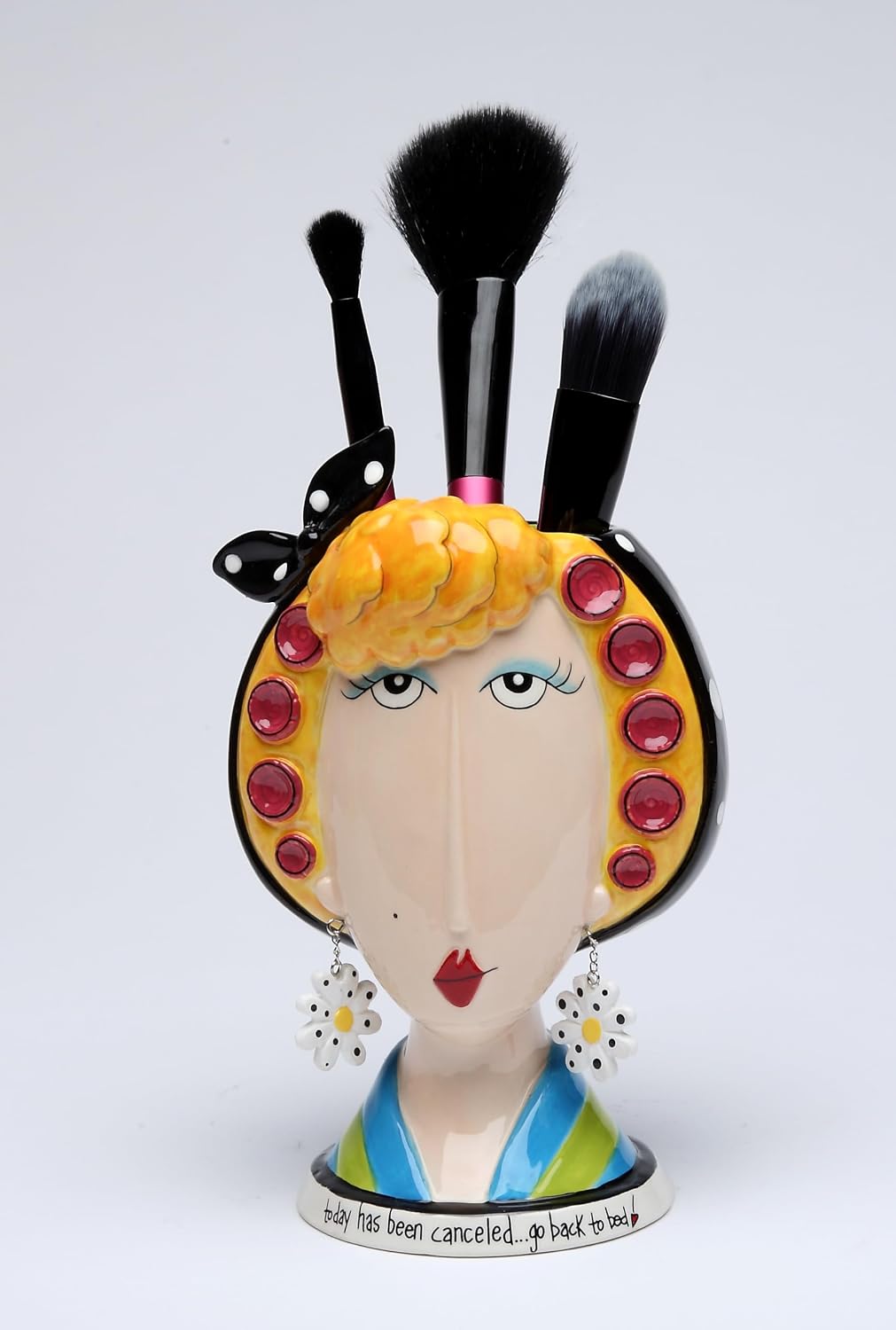 StealStreet Fine Ceramic Go Back to Bed Blonde Lady Make Up Holder Vase 6.5" H
