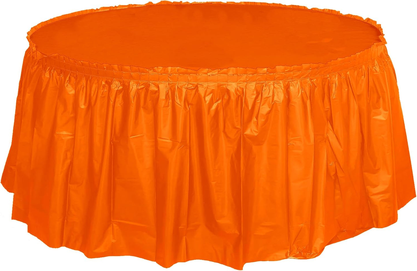 Party Favors Plus Orange Plastic Tablecloth 84 Inch Round with 2 Table Skirts 3 Piece Set
