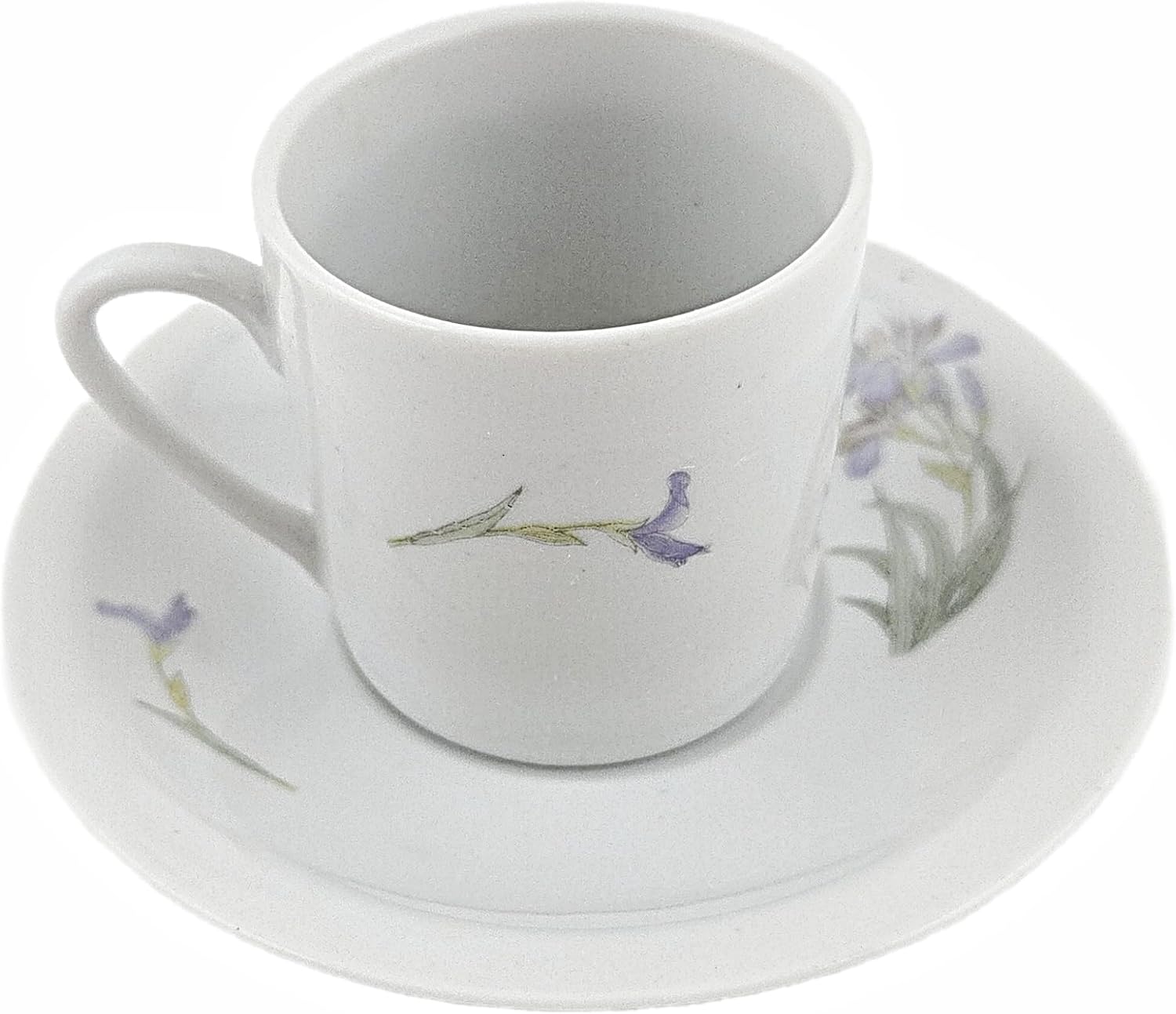 Party Favors Plus Fine Porcelain Coffee Cup and Saucer Set White Purple Floral 12 Piece