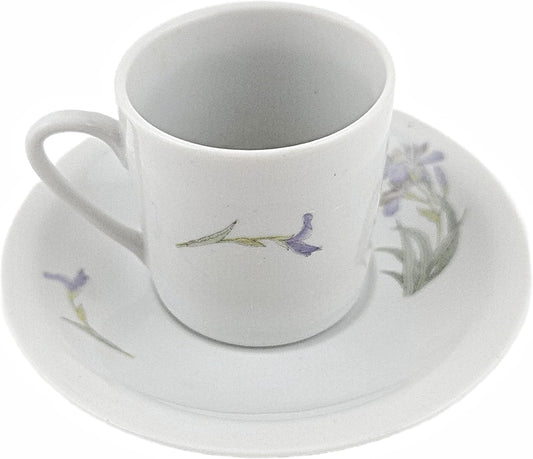 Party Favors Plus Fine Porcelain Coffee Cup and Saucer Set White Purple Floral 12 Piece