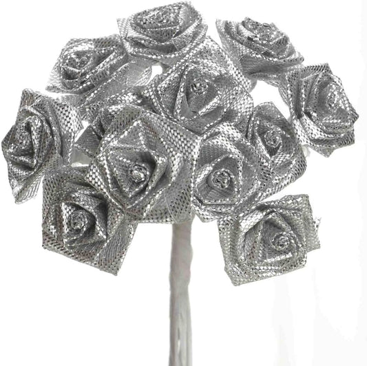 Party Favors Plus Silver Mini Wrap Rose Wedding Flower Pick 144 Count