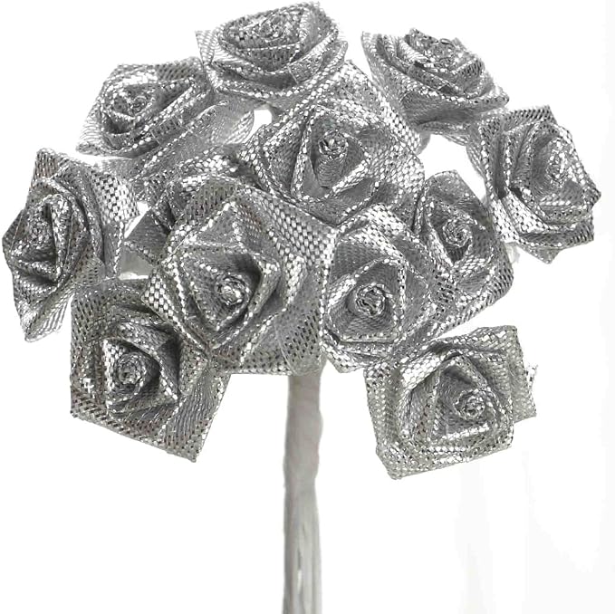 Party Favors Plus Silver Mini Wrap Rose Wedding Flower Pick 144 Count