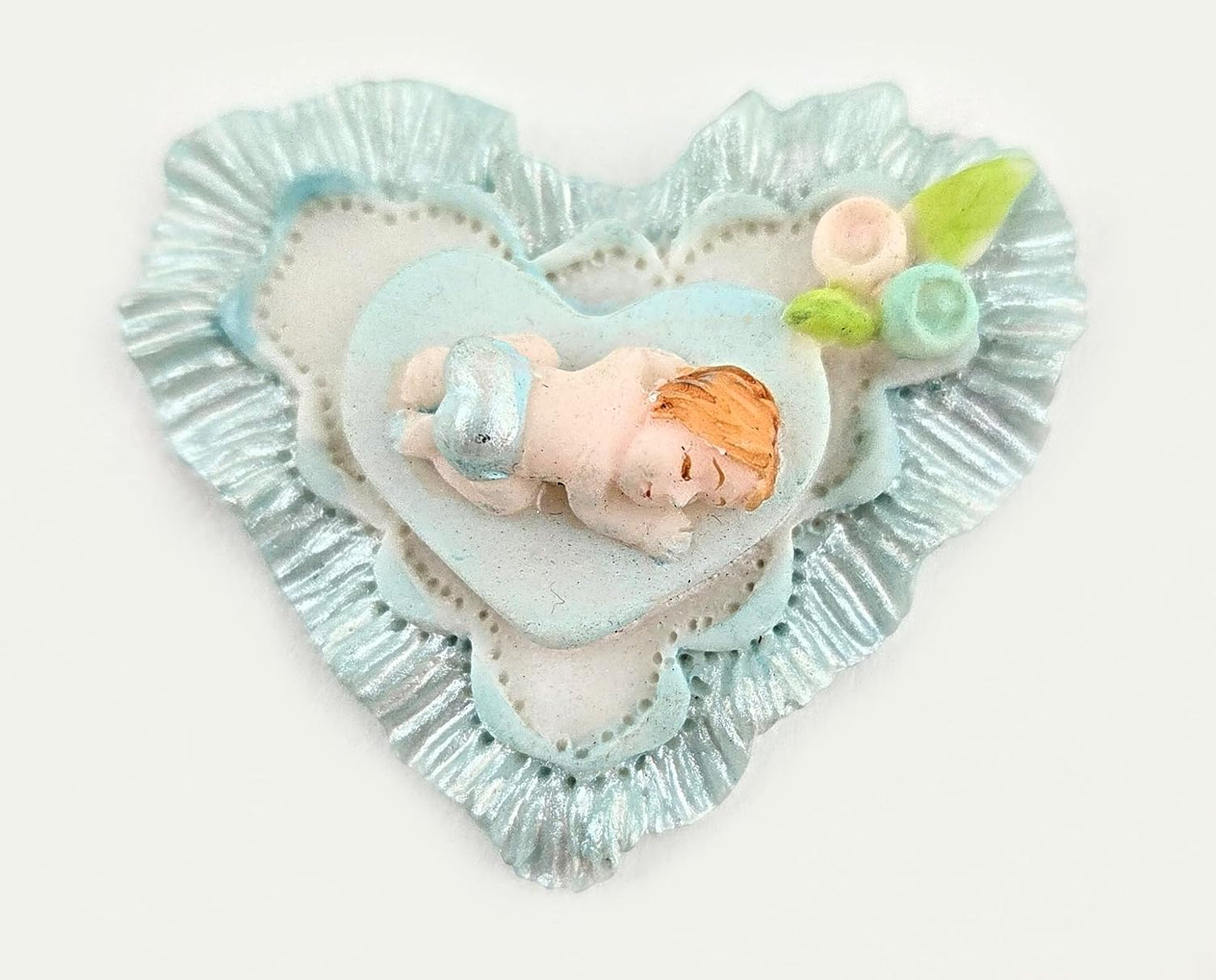 Party Favors Plus Cold Porcelain Sleeping Baby Capia Favors Blue Heart 10 Count