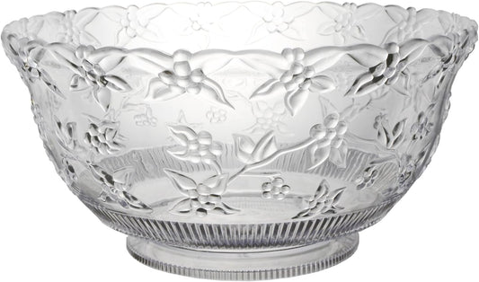 Party Essentials Hard Plastic 12-Quart Embossed Clear Punch Bowl