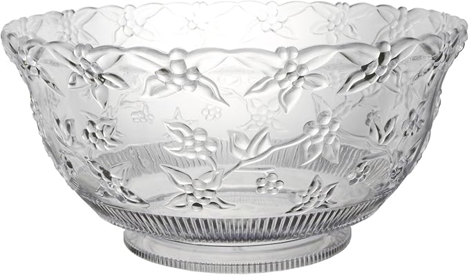 Party Essentials Hard Plastic 12-Quart Embossed Clear Punch Bowl