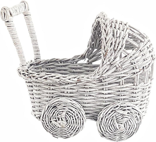 White Wicker Baby Stroller Baskets, 1 Piece
