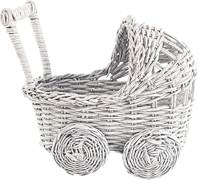White Wicker Baby Stroller Baskets, 1 Piece