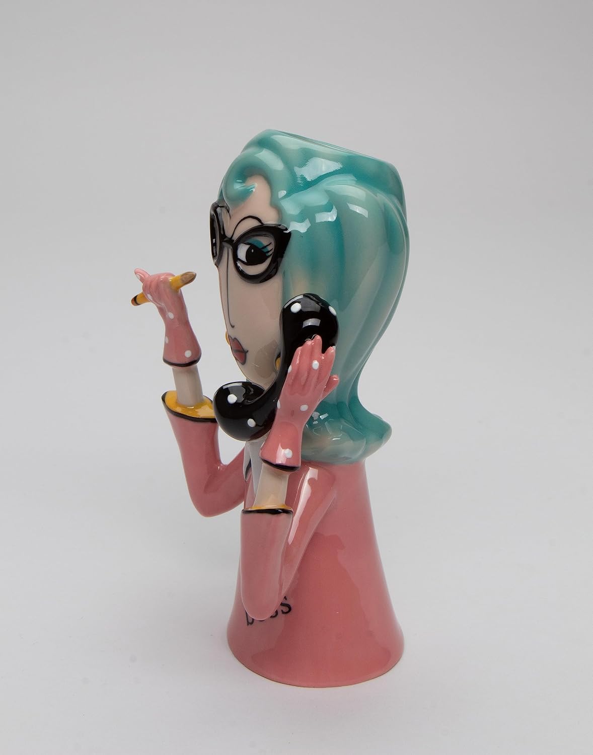 Cosmos Gifts Fine Ceramic Hand Painted Pink Boss Lady Makeup Brushes Holder Vase 6" H 61872