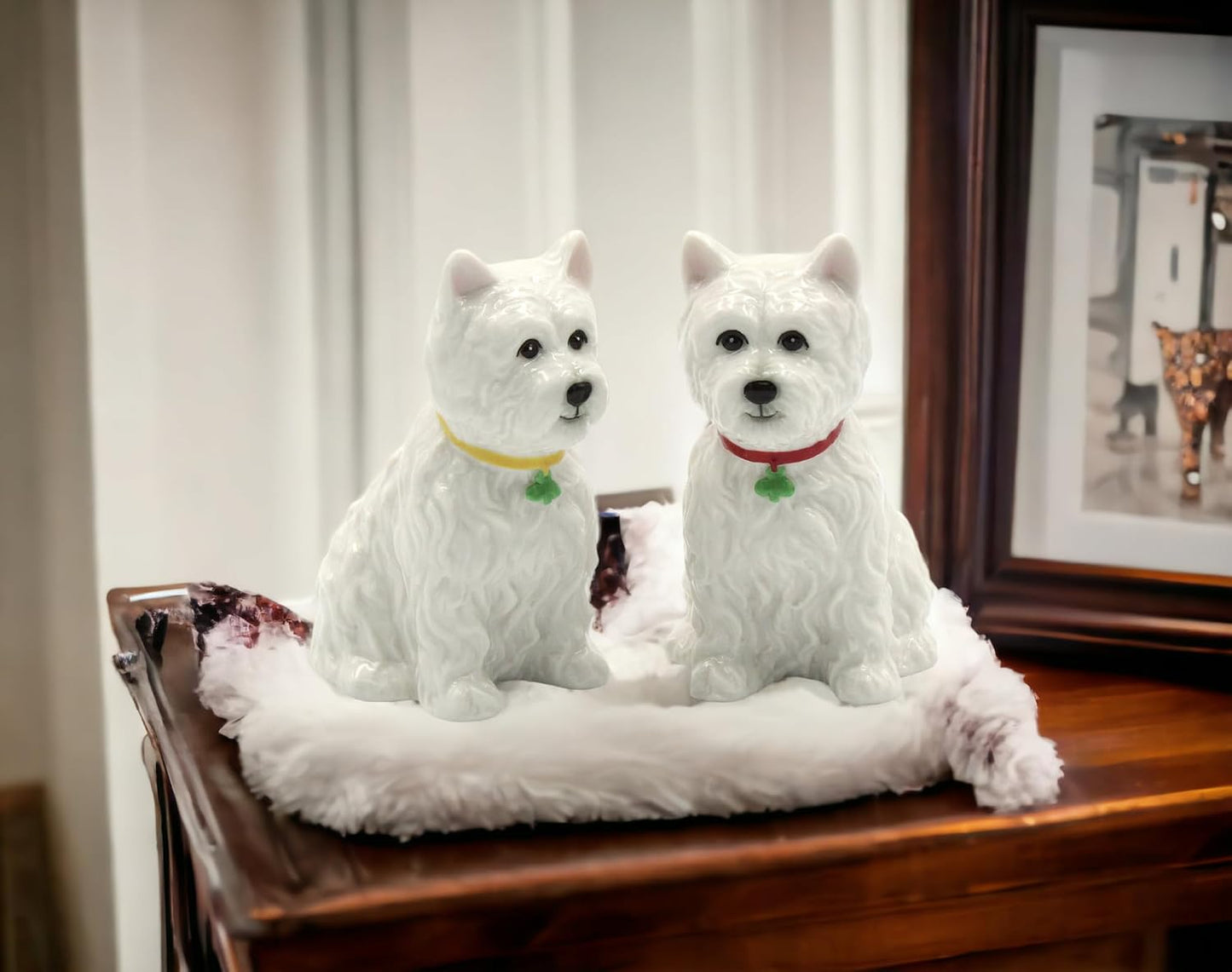 Cosmos Gifts Fine Porcelain West Highland White Terrier Westie Dog Shamrocks Salt and Pepper Shakers Set 2-7/8" H White