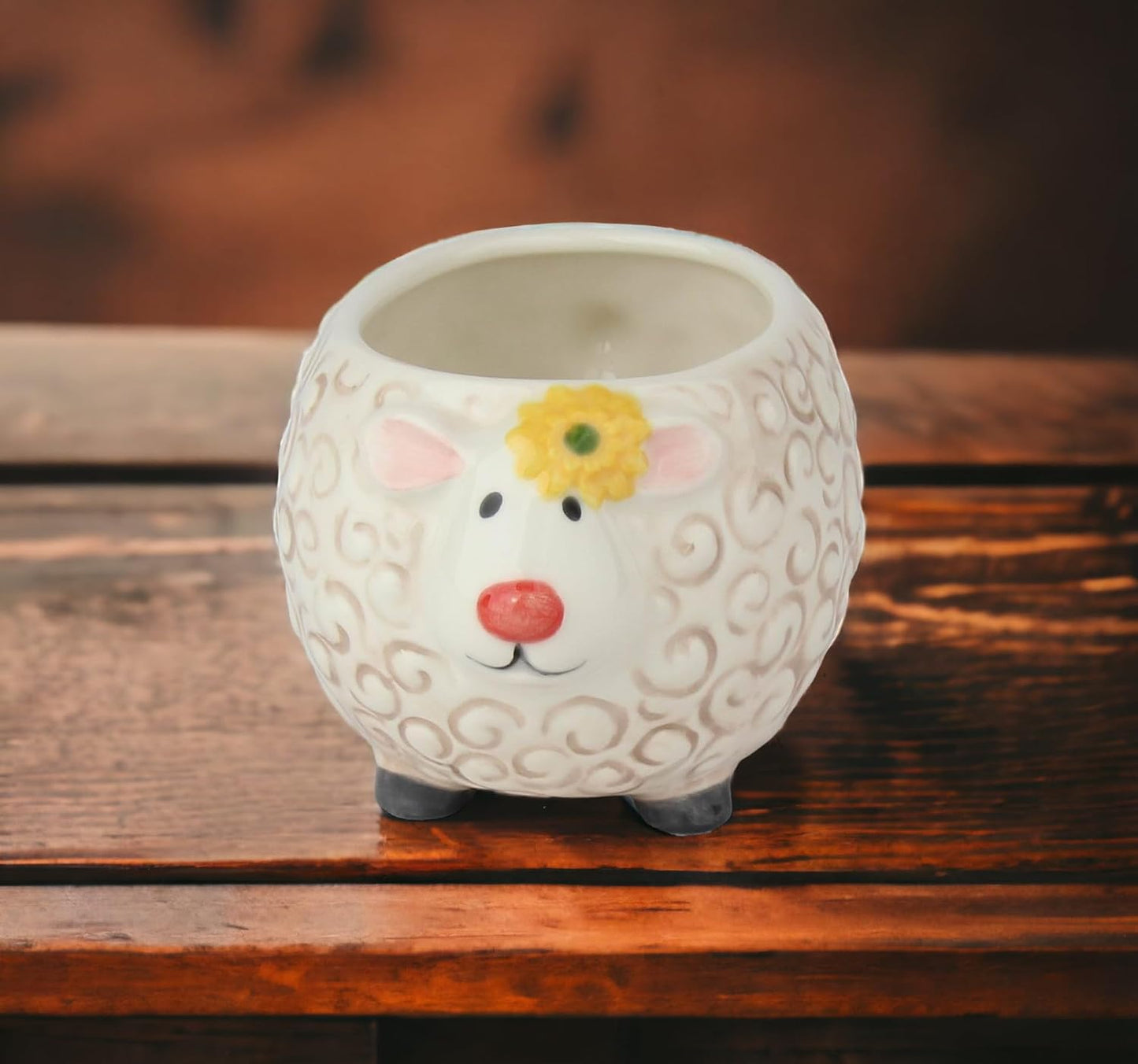 Cosmos Gifts Fine Ceramic Cute Lamb Sheep Decorative Candy Bowl 5" L