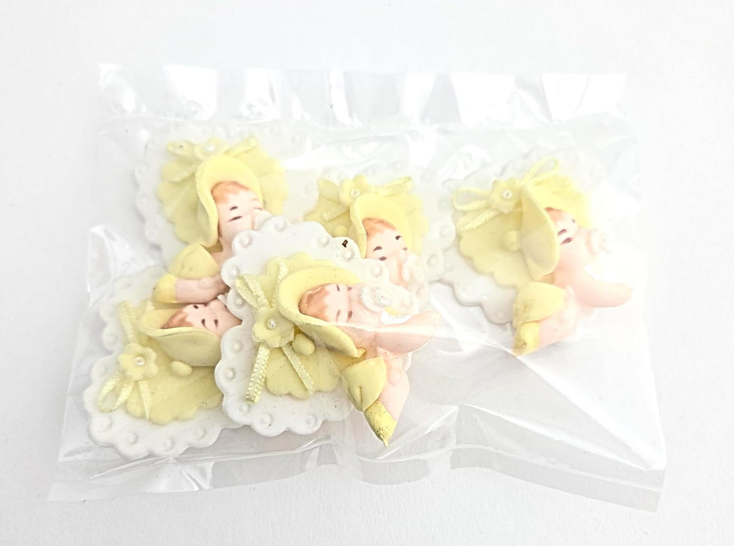 Party Favors Plus Cold Porcelain Sleeping Baby Capias Figurines Yellow 5 Count