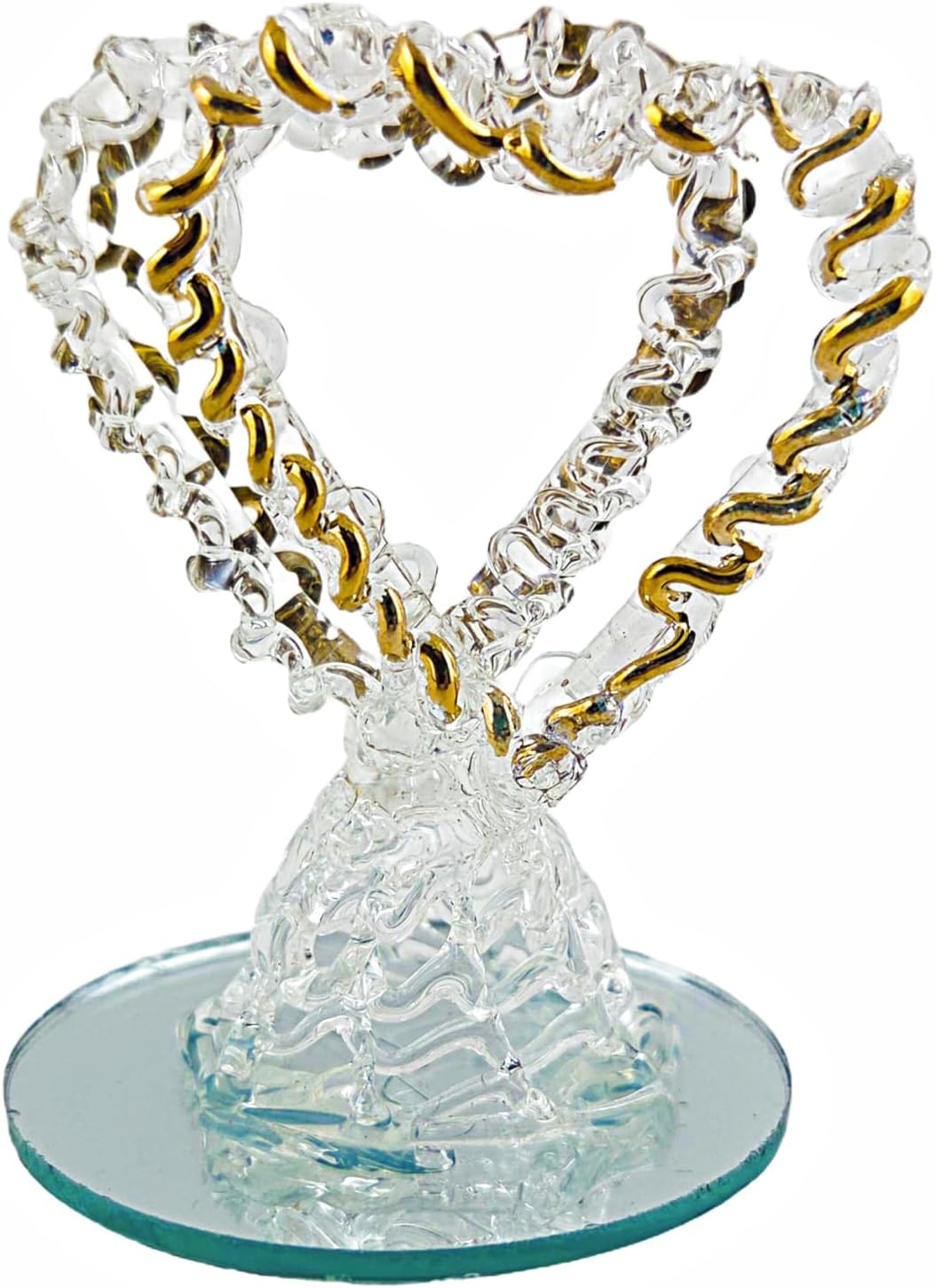 Party Favors Plus Crystal Double Heart Figurine Gold Accents Clear Polyresin 2.5 Inch 2 Count