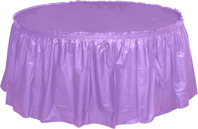 Party Favors Plus Lavender Plastic Tablecloth 84 Inch Round with Table Skirts 3 Piece Set