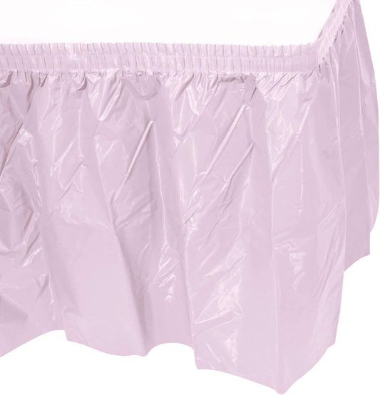 Party Favors Plus Pink Plastic Table Skirt 29in x 13ft