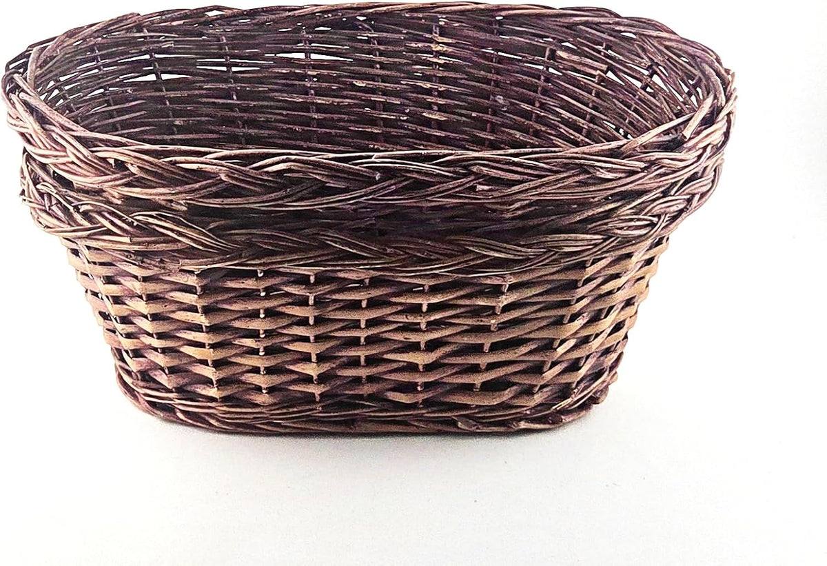 Natural Dark Brown Wicker Oval Baskets, 2 Pieces