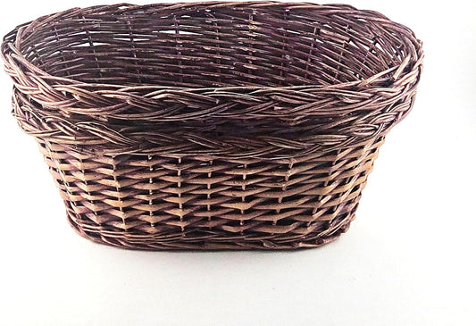 Natural Dark Brown Wicker Oval Baskets, 2 Pieces