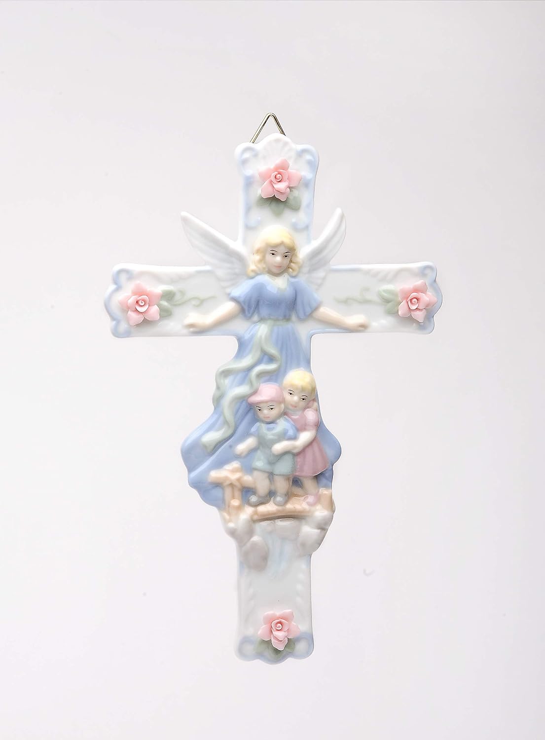 Cosmos Gifts Fine Porcelain Guardian Angel Cross Figurine 8-1/2" H
