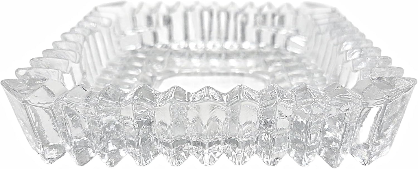 Party Favors Plus Clear Cut Glass Candy Dish Square Diamond Point 5x5 Inch
