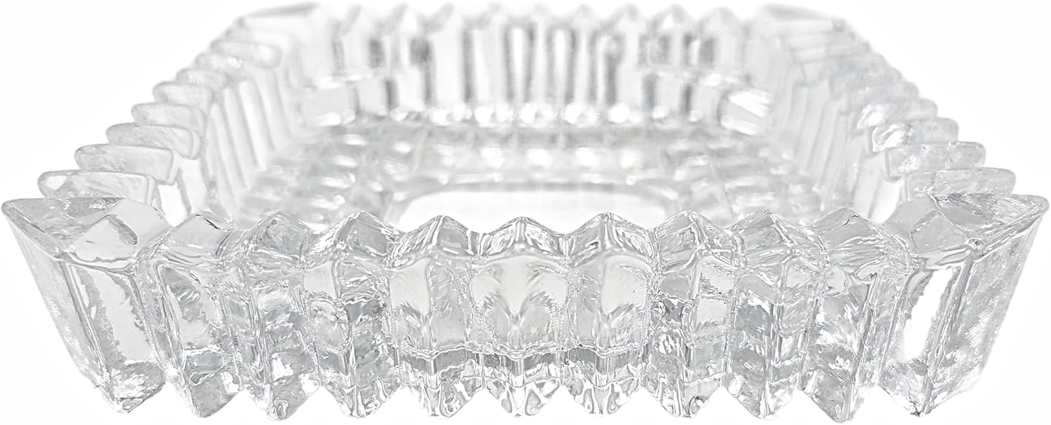 Party Favors Plus Clear Cut Glass Candy Dish Square Diamond Point 5x5 Inch