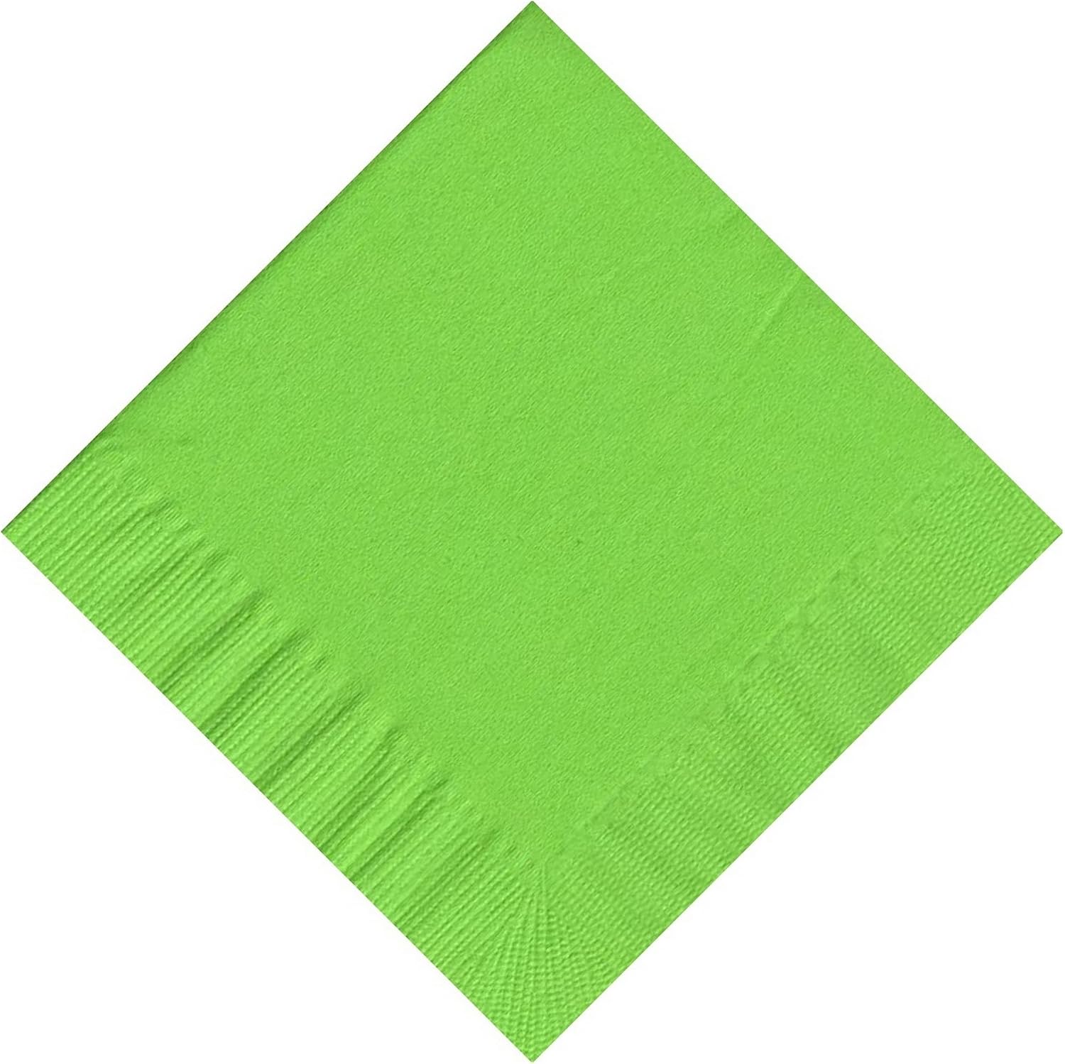 Party Favors Plus Plain Solid Color Beverage Cocktail Napkins Citrus Green 50 Count