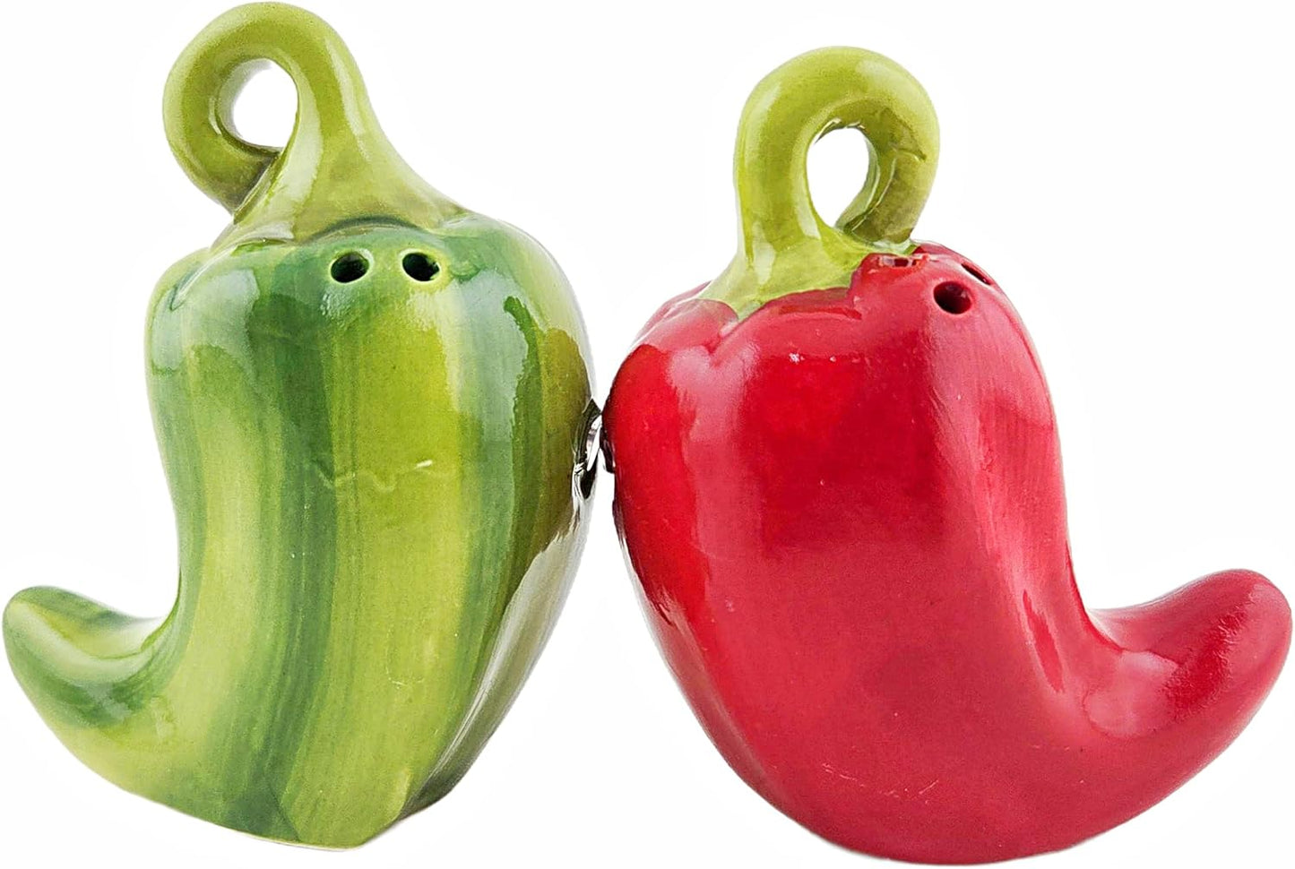 Party Favors Plus Ceramic Chili Pepper Salt and Pepper Shaker Set Red Green 3 Inch