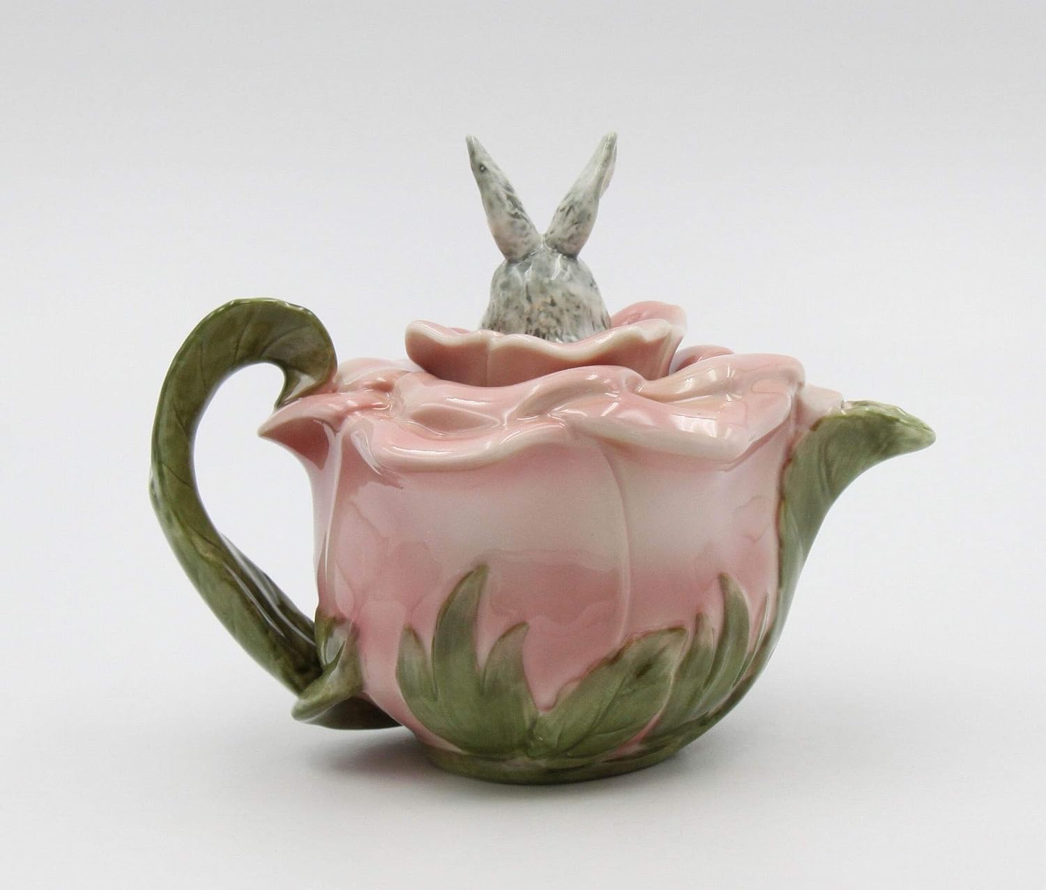Cosmos Gifts Fine Porcelain Victorian Rose Bunny Rabbit Teapot 6-7/8" L