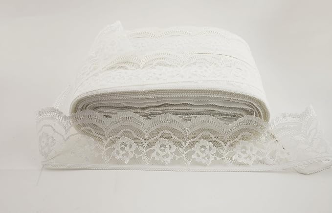 Party Favors Plus White Floral Lace Trim Ribbon 2.5in 10 Yards