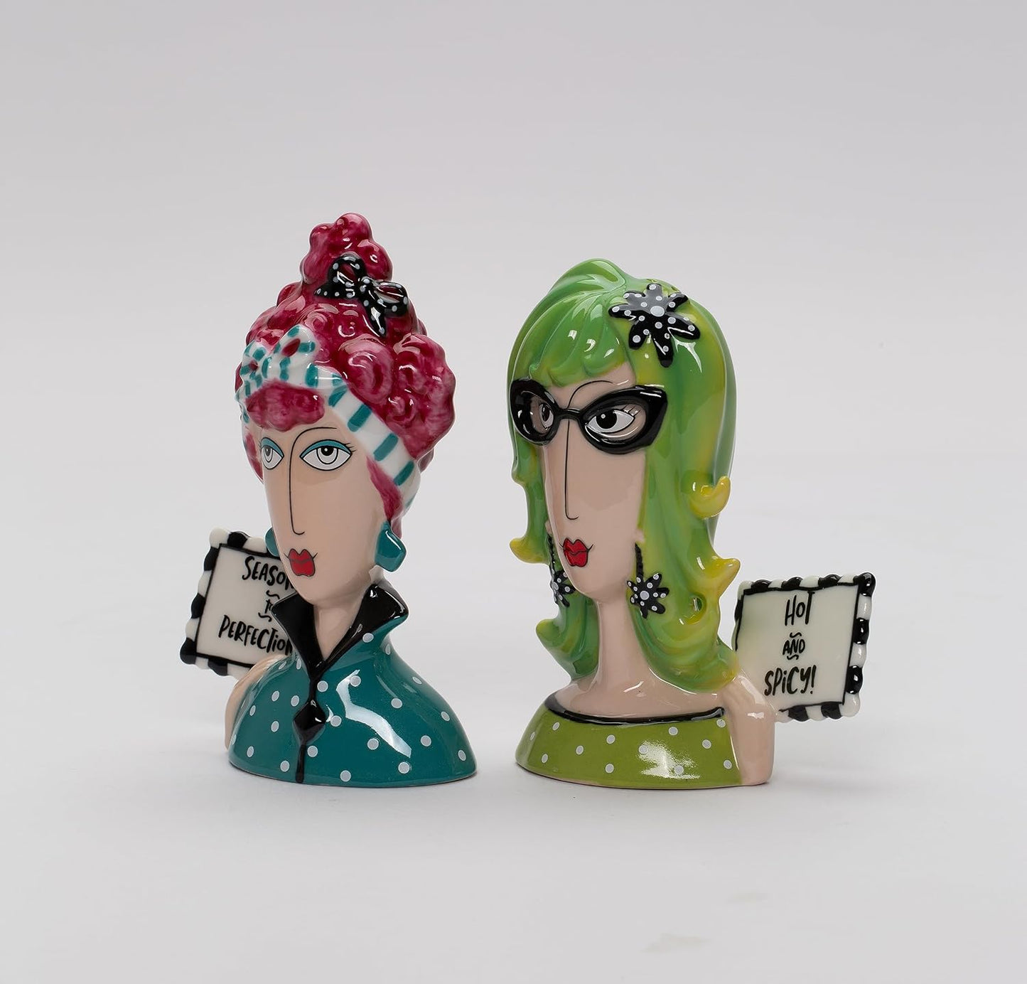 Cosmos Gifts Fine Porcelain Dollymama's Lady Perfection-Spicy Salt & Pepper Shaker Set 4-7/8" H
