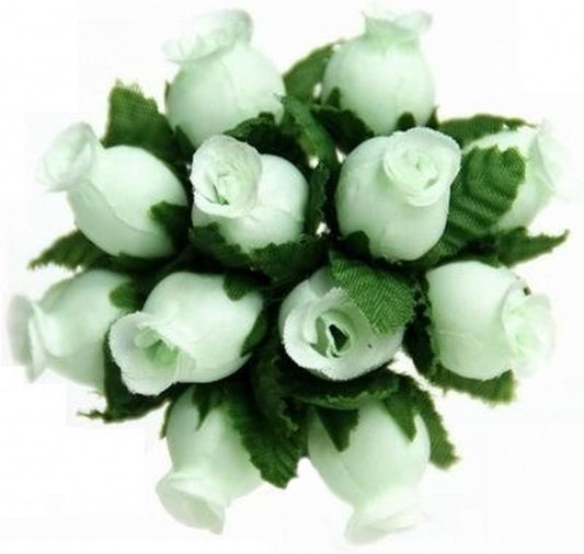 144 Miniature Poly Rose Silk Favor Flower Pick Wedding Shower - Mint Green | Wedding Shower