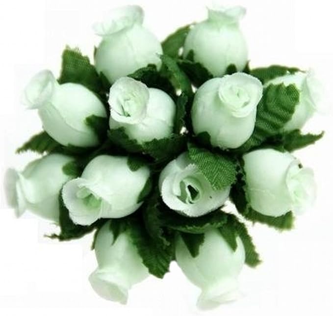 144 Miniature Poly Rose Silk Favor Flower Pick Wedding Shower - Mint Green | Wedding Shower