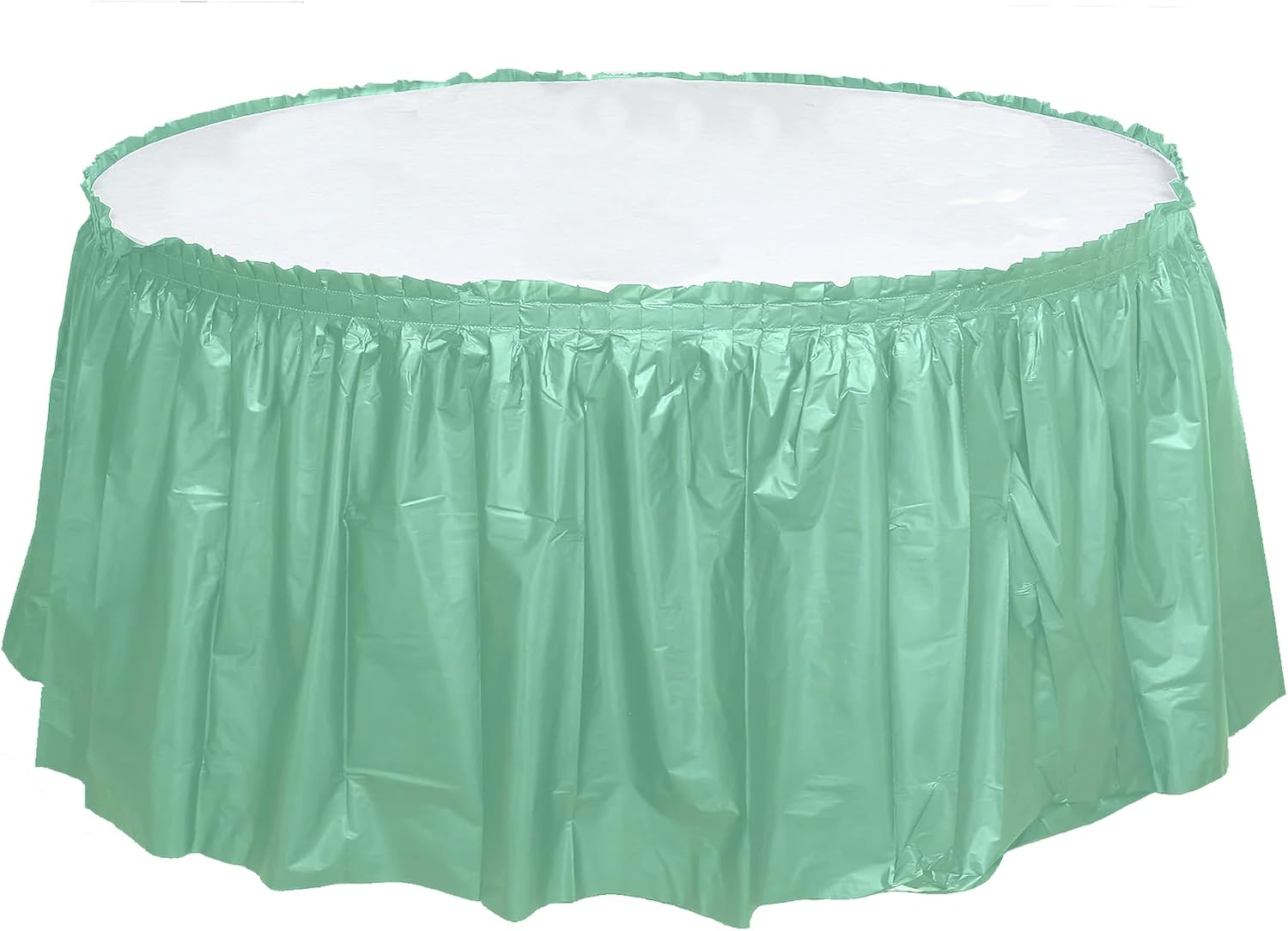 Party Favors Plus Mint Green Plastic Tablecloth 84 Inch Round with Table Skirts 3 Piece Set