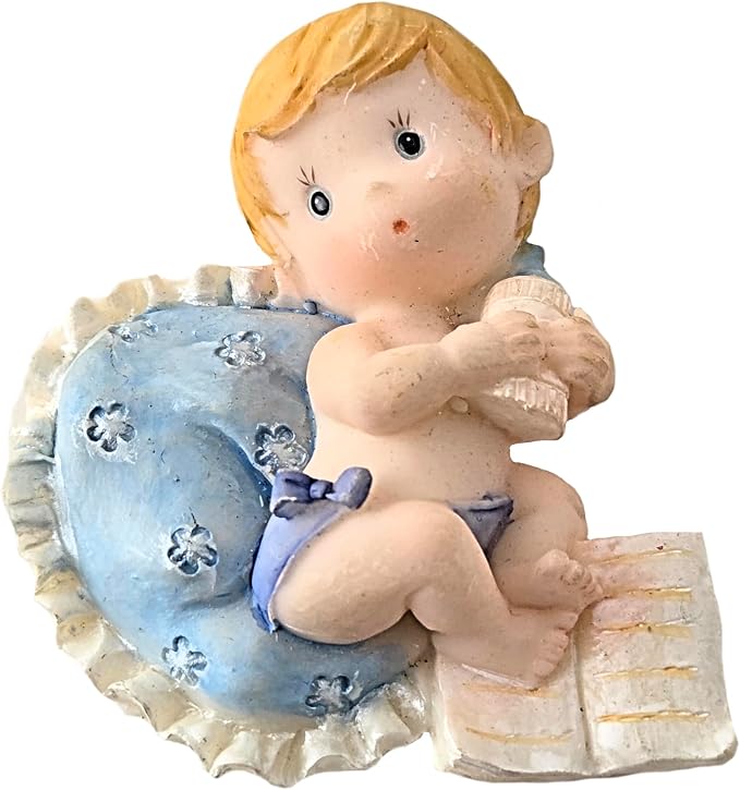 Party Favors Plus Blue White Polyresin Baby Boy Magnet Figurine 3 Inch Set of 2
