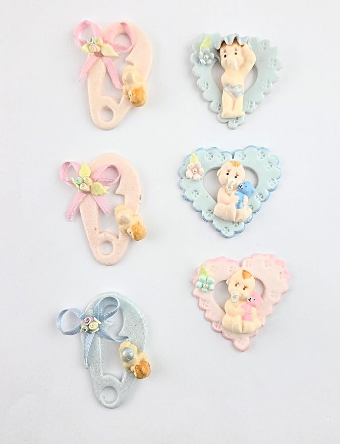 Party Favors Plus Cold Porcelain Capias Figurines Pink Blue 6 Count