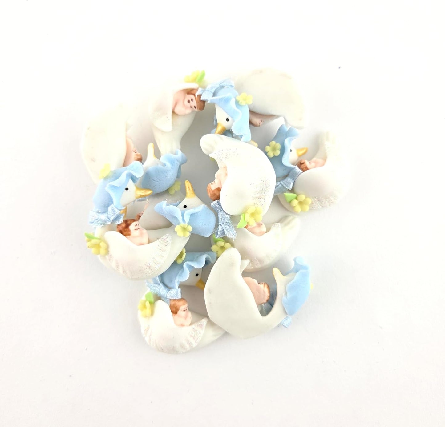 Party Favors Plus Cold Porcelain Goose Figurines Blue 10 Piece