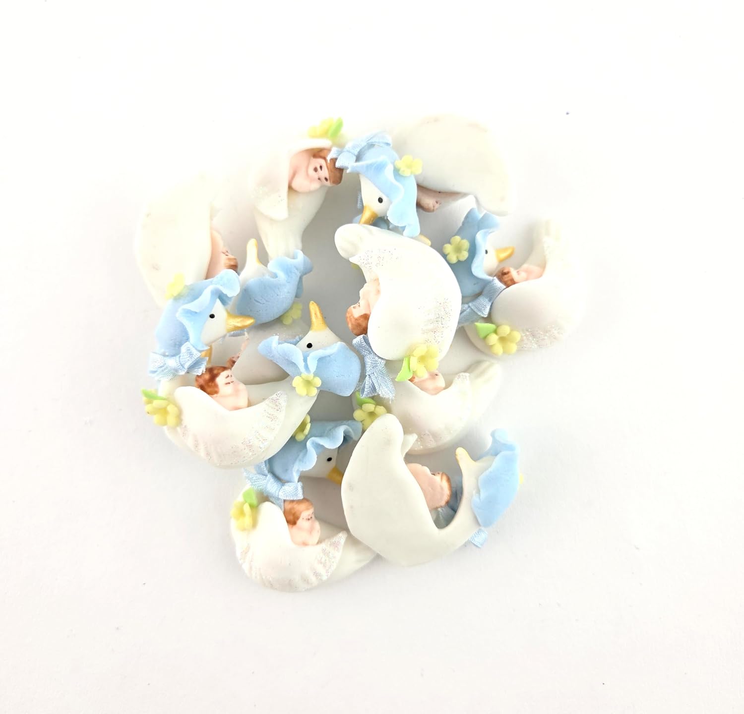 Party Favors Plus Cold Porcelain Goose Figurines Blue 10 Piece