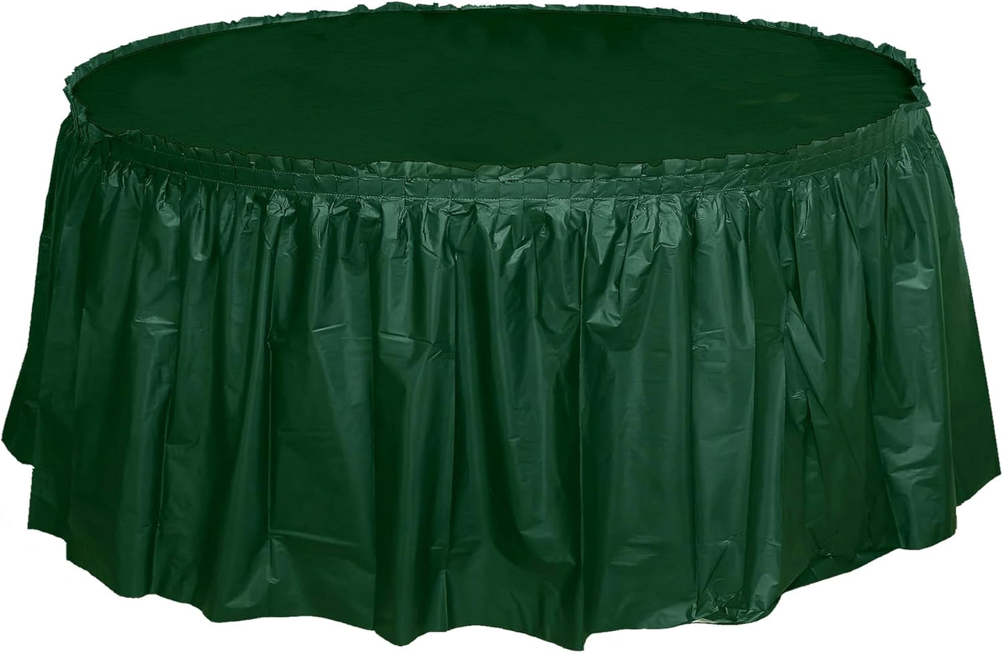Party Favors Plus Hunter Green Plastic Tablecloth 84 Inch Round with 2 Table Skirts 3 Piece Set