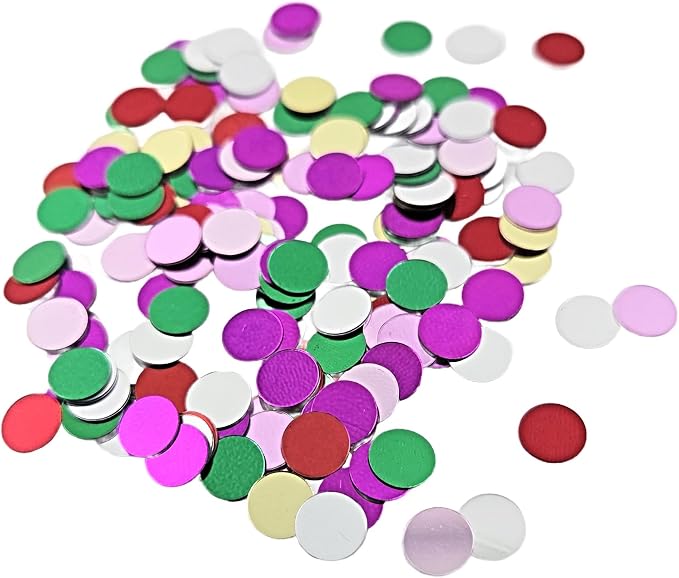 Party Favors Plus Metallic Foil Round Dot Confetti Multicolor 0.25 Inch 0.5 oz
