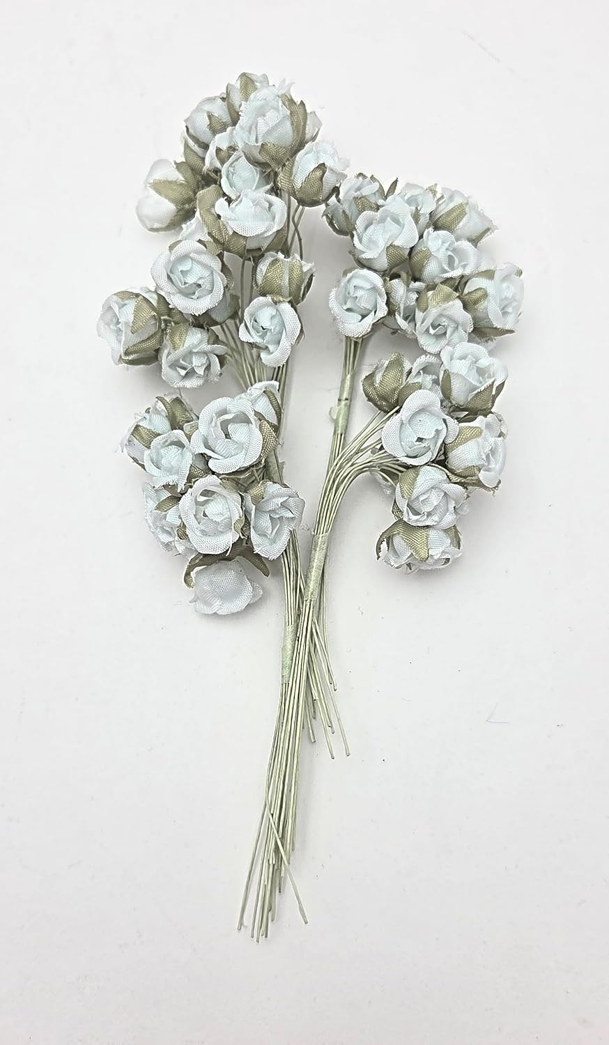 Light Blue Fabric Mini Rose Buds with Wire Stems, 360 Pieces