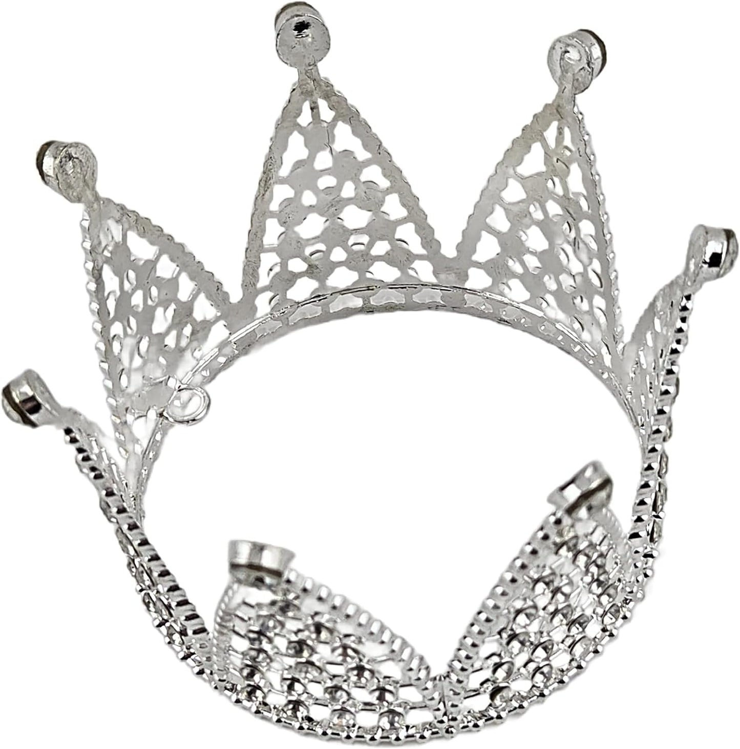 Party Favors Plus Silver Rhinestone Alloy Mini Crown 3.75 Inch Diameter 2.15 Inch Height Decorative Tiara